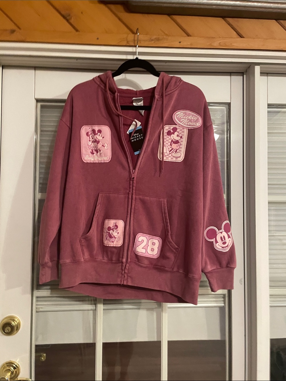 Womans Mauve Zip-Up DisneyHoodie Jacket. Size L